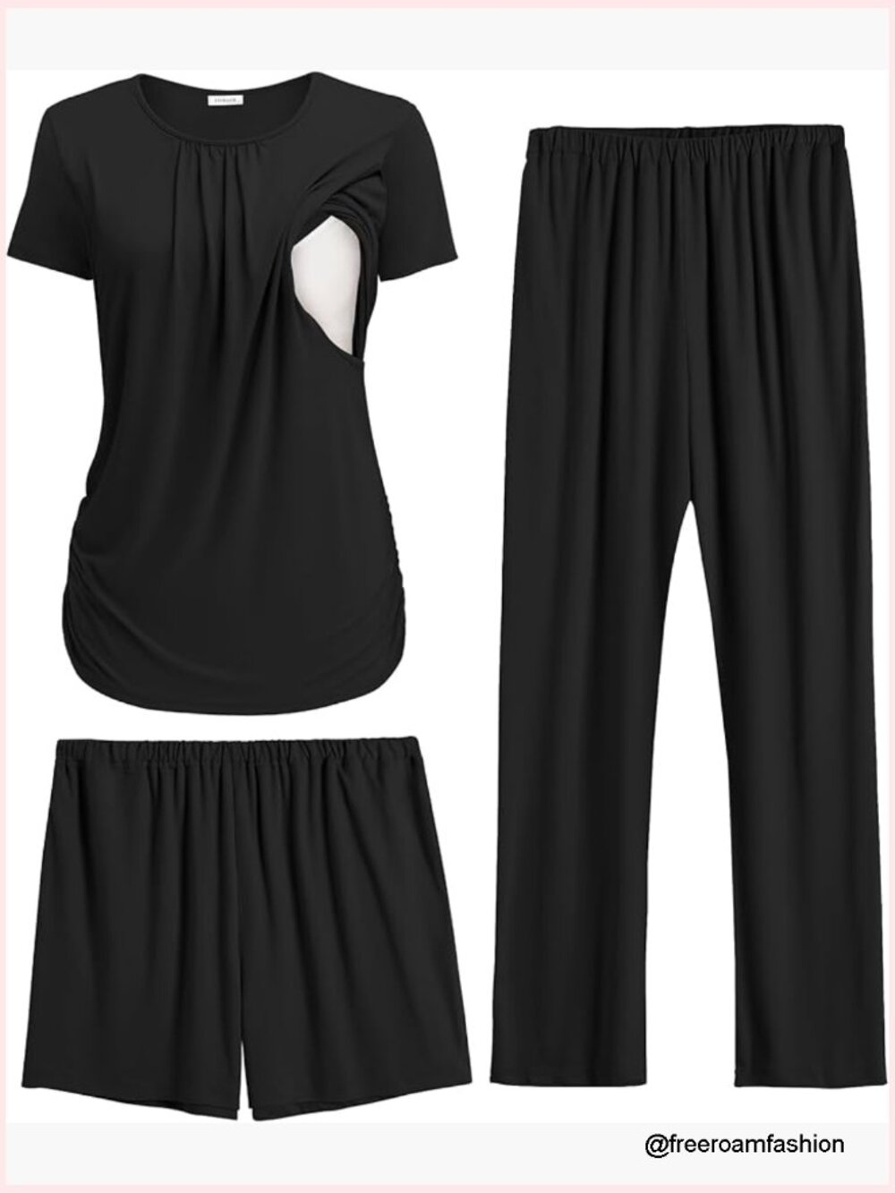 Maternity Nursing Pajama Set 3 Piece Postpartum Lounge Breastfeeding Pjs
